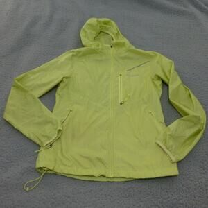 Columbia Jacket Womens Medium Full Zip Yellow Windbreaker Rain Hooded Omni Wick